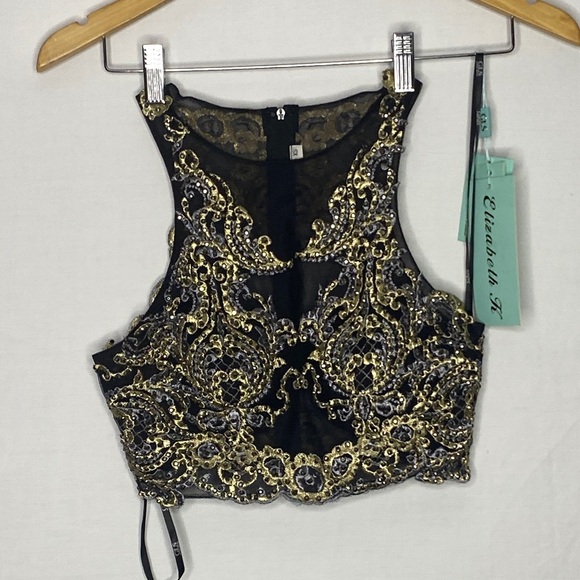 Elizabeth k GLS limited editions Tops - Black and Gold Embroidered Crop Top